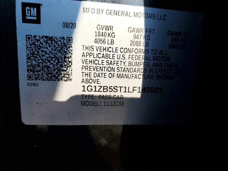 Aukcja sprzedaży 2020 Chevrolet Malibu, vin: 1G1ZB5ST1LF149601, numer aukcji: 85770735