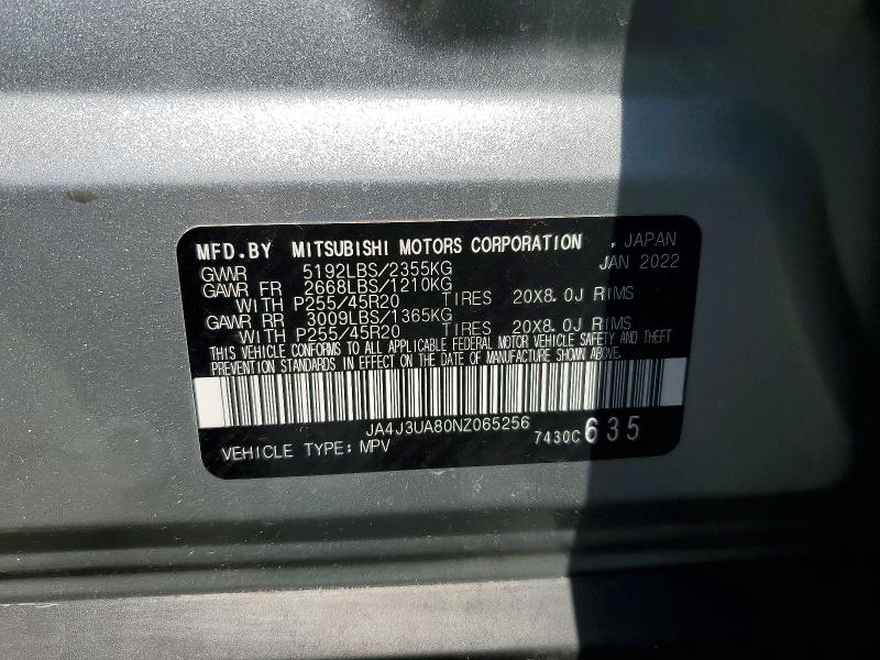 Aukcja sprzedaży 2022 Mitsubishi Outlander, vin: JA4J3UA80NZ065256, numer aukcji: 58027426