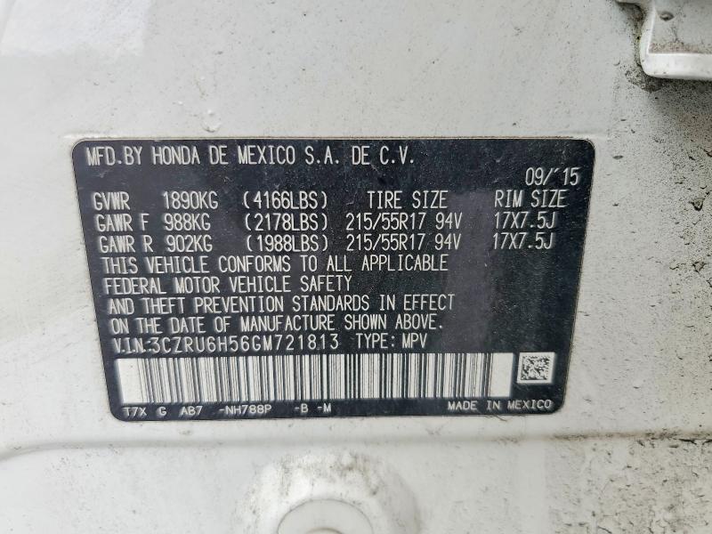 Продажа на аукционе авто 2016 Honda Hr-v, vin: 3CZRU6H56GM721813, номер лота: 56743496