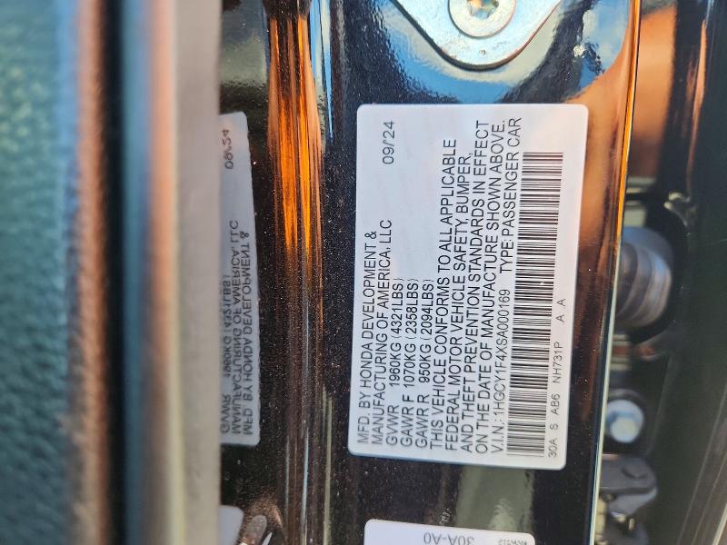 58441626 :رقم المزاد ، 1HGCY1F4XSA000169 vin ، 2025 Honda Accord مزاد بيع