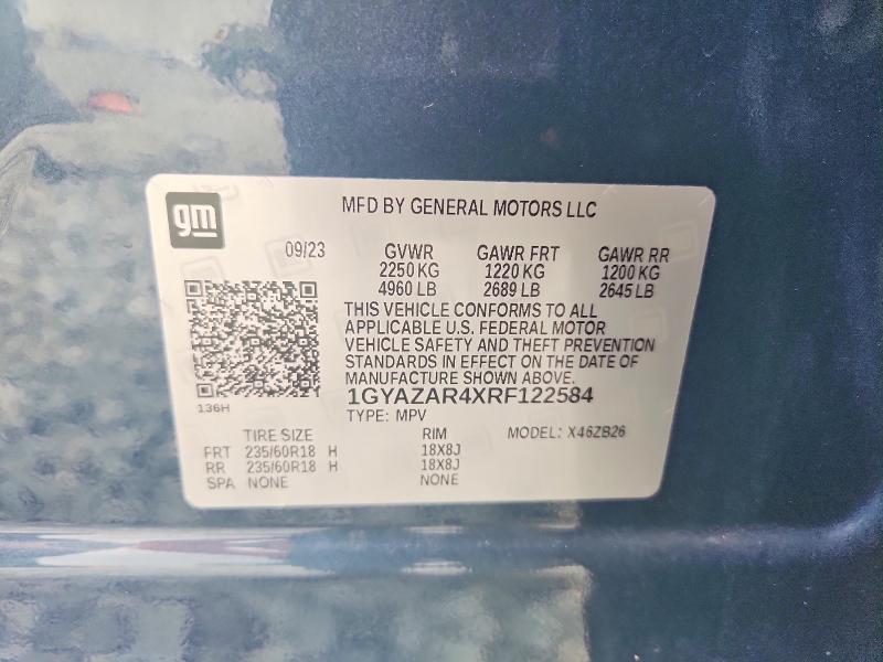58792586 :رقم المزاد ، 1GYAZAR4XRF122584 vin ، 2024 Cadillac Xt4 مزاد بيع