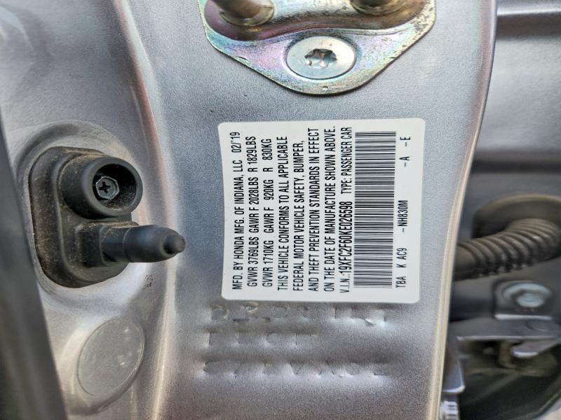 57254986 :رقم المزاد ، 19XFC2F60KE026598 vin ، 2019 Honda Civic مزاد بيع