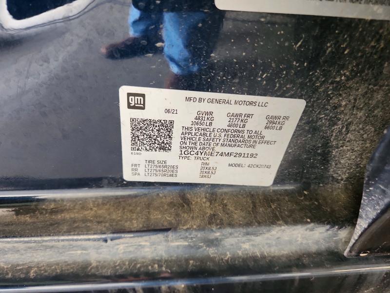 57608846 :رقم المزاد ، 1GC4YME74MF291192 vin ، 2021 Chevrolet Silverado مزاد بيع
