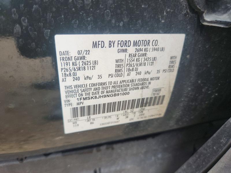 Aukcja sprzedaży 2022 Ford Explorer, vin: 1FMSK8JH9NGB91000, numer aukcji: 57585556