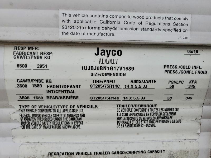 Aukcja sprzedaży 2016 Other Jayco Jayf, vin: 1UJBJ0BN1G17V1689, numer aukcji: 57509356