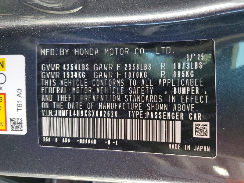 Aukcja sprzedaży 2025 Honda Civic, vin: JHMFL4H9XSX002620, numer aukcji: 55466736