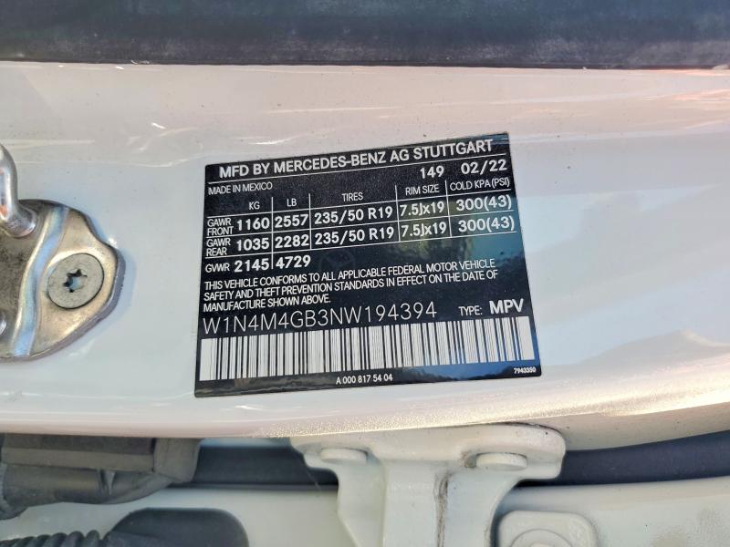 Продажа на аукционе авто 2022 Mercedes-benz Glb, vin: W1N4M4GB3NW194394, номер лота: 57379126
