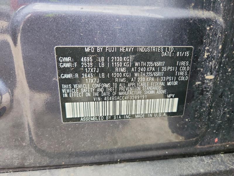 Aukcja sprzedaży 2015 Subaru Outback, vin: 4S4BSACC4F3289191, numer aukcji: 57999896