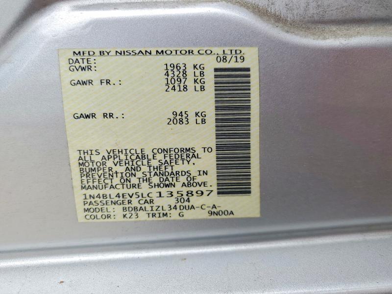 Продаж на аукціоні авто 2020 Nissan Altima, vin: 1N4BL4EV5LC135897, номер лоту: 56431896