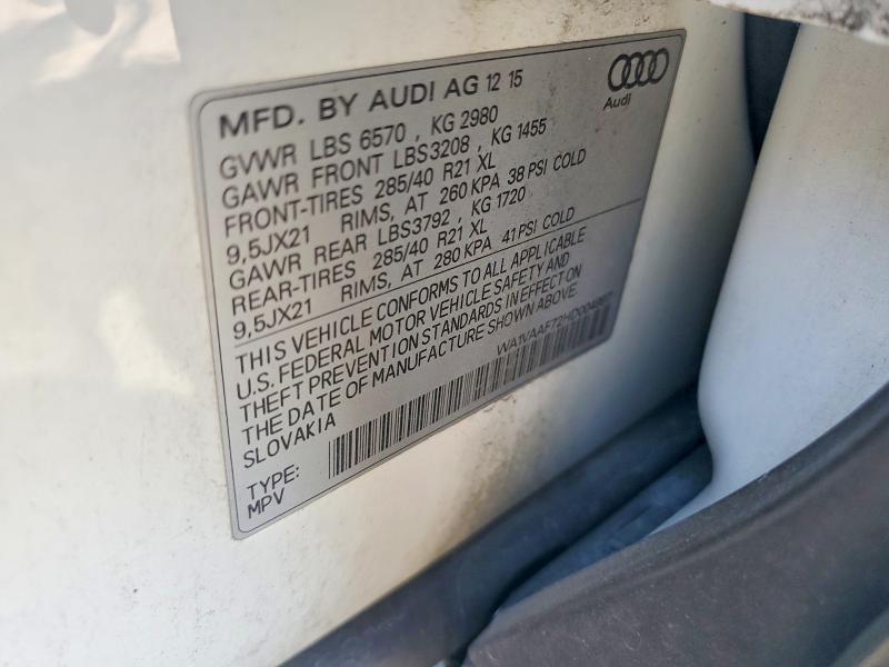 55952016 :رقم المزاد ، WA1VAAF72HD004997 vin ، 2017 Audi Q7 مزاد بيع