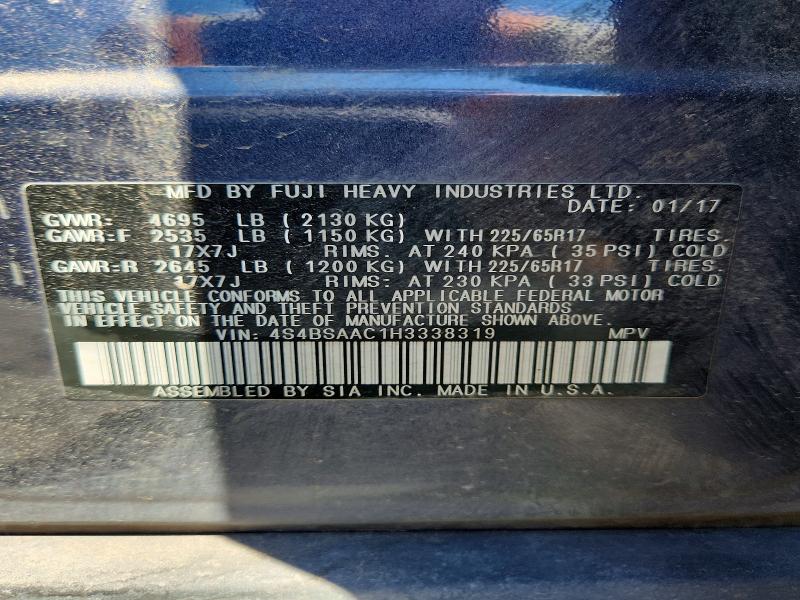 Продаж на аукціоні авто 2017 Subaru Outback, vin: 4S4BSAAC1H3338319, номер лоту: 57028056