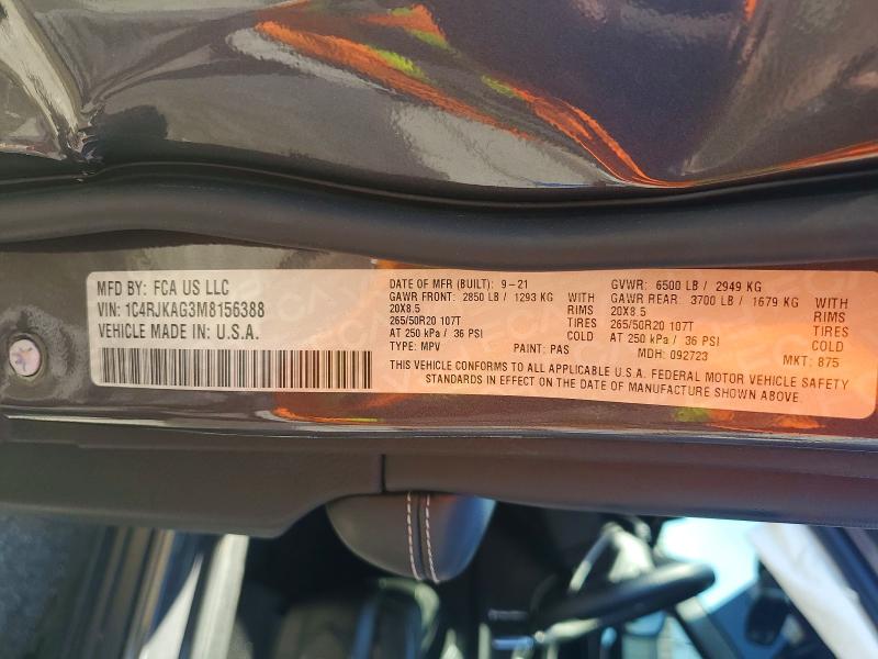 Продаж на аукціоні авто 2021 Jeep Grand Cherokee, vin: 1C4RJKAG3M8156388, номер лоту: 55077576