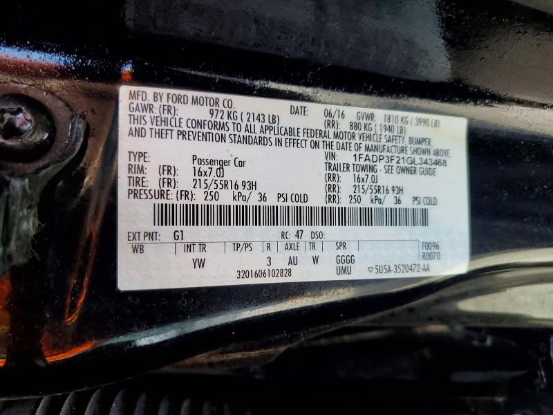 Продажа на аукционе авто 2016 Ford Focus, vin: 1FADP3F21GL343468, номер лота: 55417896