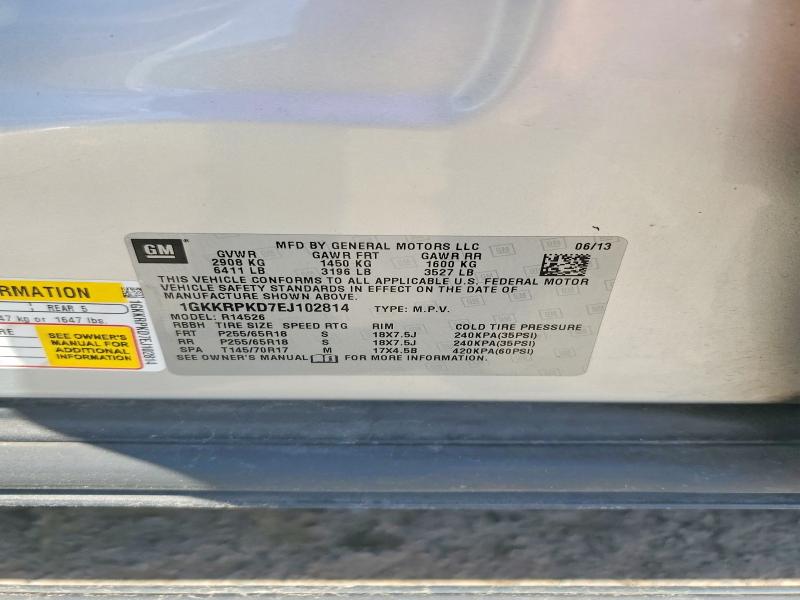 55978846 :رقم المزاد ، 1GKKRPKD7EJ102814 vin ، 2014 Gmc Acadia مزاد بيع