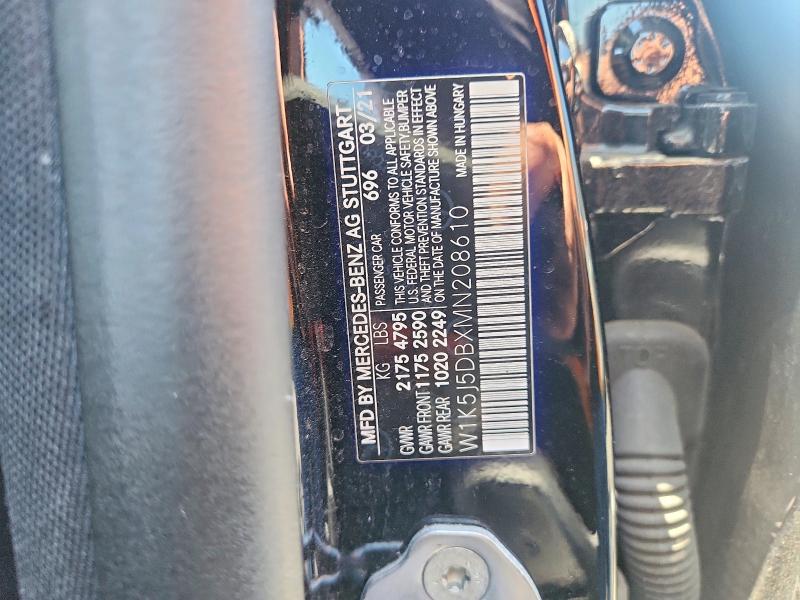 Aukcja sprzedaży 2021 Mercedes-benz Cla, vin: W1K5J5DBXMN208610, numer aukcji: 58796906