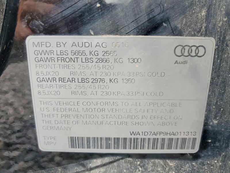 Aukcja sprzedaży 2017 Audi Q5, vin: WA1D7AFP9HA011313, numer aukcji: 55304276
