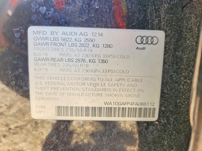 Продажа на аукционе авто 2015 Audi Q5, vin: WA1DGAFP4FA086112, номер лота: 58149136