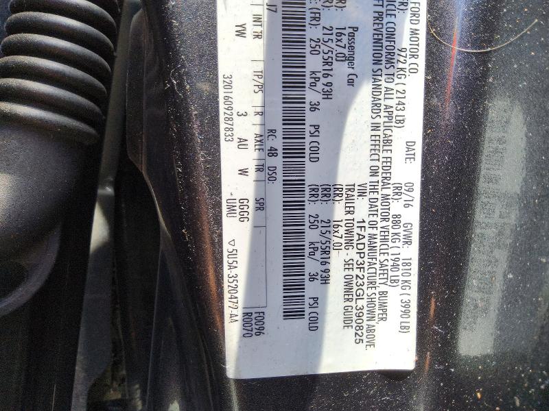 51922296 :رقم المزاد ، 1FADP3F23GL390825 vin ، 2016 Ford Focus مزاد بيع