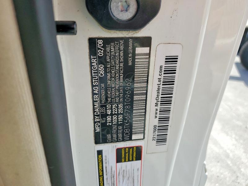 58781116 :رقم المزاد ، WDBTK56F78T096962 vin ، 2008 Mercedes-benz Clk مزاد بيع