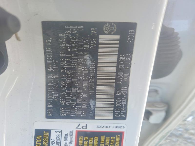 Aukcja sprzedaży 2017 Toyota Camry Hybrid, vin: 4T1BD1FK5HU221640, numer aukcji: 55641396