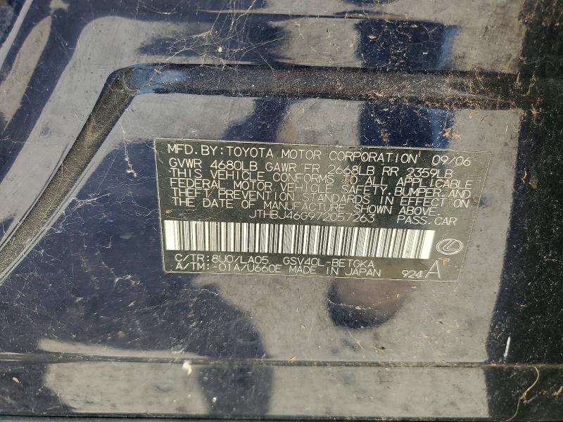 Aukcja sprzedaży 2007 Lexus Gs, vin: JTHBJ46G972057263, numer aukcji: 59141646