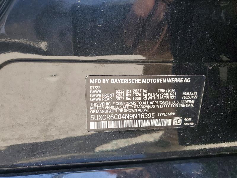 Продажа на аукционе авто 2022 Bmw X5, vin: 5UXCR6C04N9N16395, номер лота: 55979566