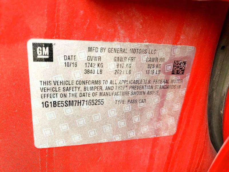 Продаж на аукціоні авто 2017 Chevrolet Cruze, vin: 1G1BE5SM7H7165255, номер лоту: 56759406