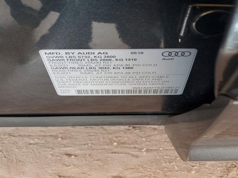 2018 Audi Sq5 მანქანა იყიდება აუქციონზე, vin: WA1A4AFY4J2190171, აუქციონის ნომერი: 57382836