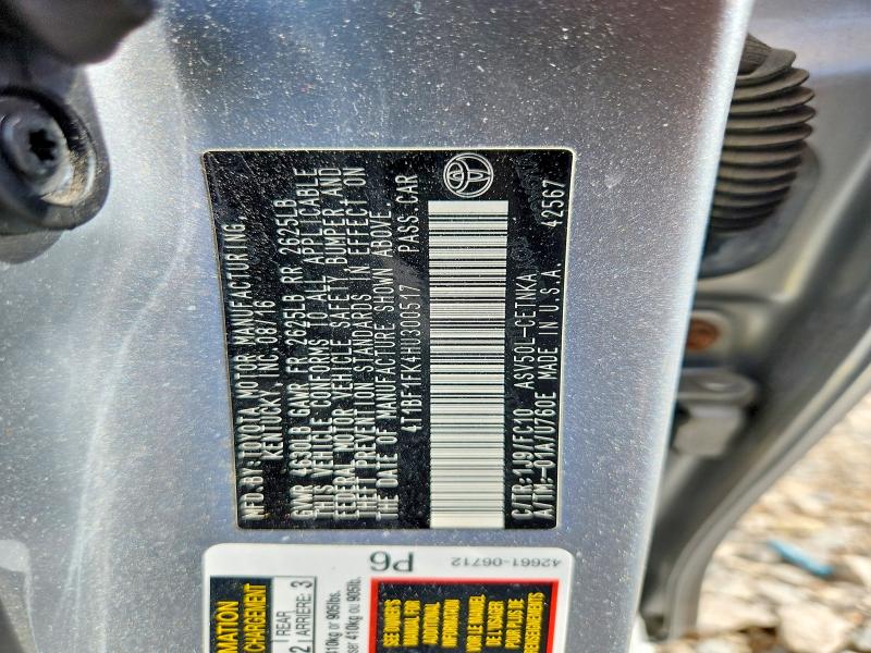 Aukcja sprzedaży 2017 Toyota Camry, vin: 4T1BF1FK4HU300517, numer aukcji: 57334206
