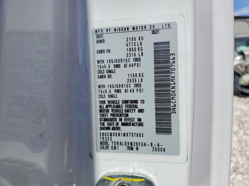 2021 Nissan Nv200 მანქანა იყიდება აუქციონზე, vin: 3N6CM0KN1MK707663, აუქციონის ნომერი: 55800296