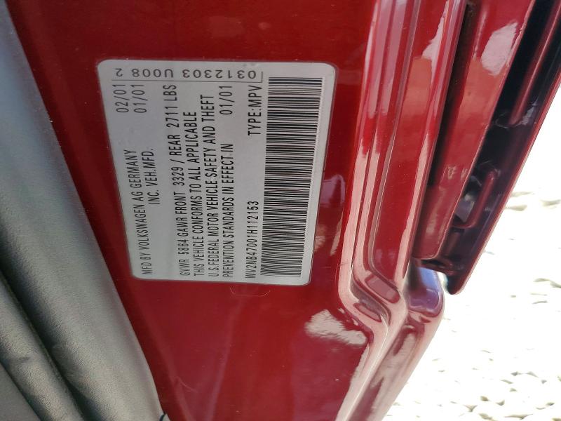 Aukcja sprzedaży 2001 Volkswagen Eurovan, vin: WV2NB47001H112153, numer aukcji: 56242186