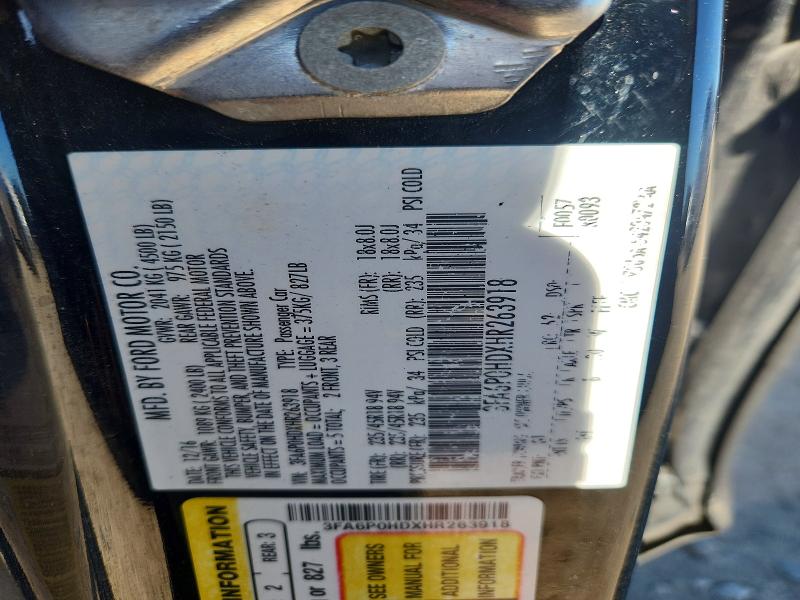 Aukcja sprzedaży 2017 Ford Fusion, vin: 3FA6P0HDXHR263918, numer aukcji: 57205656