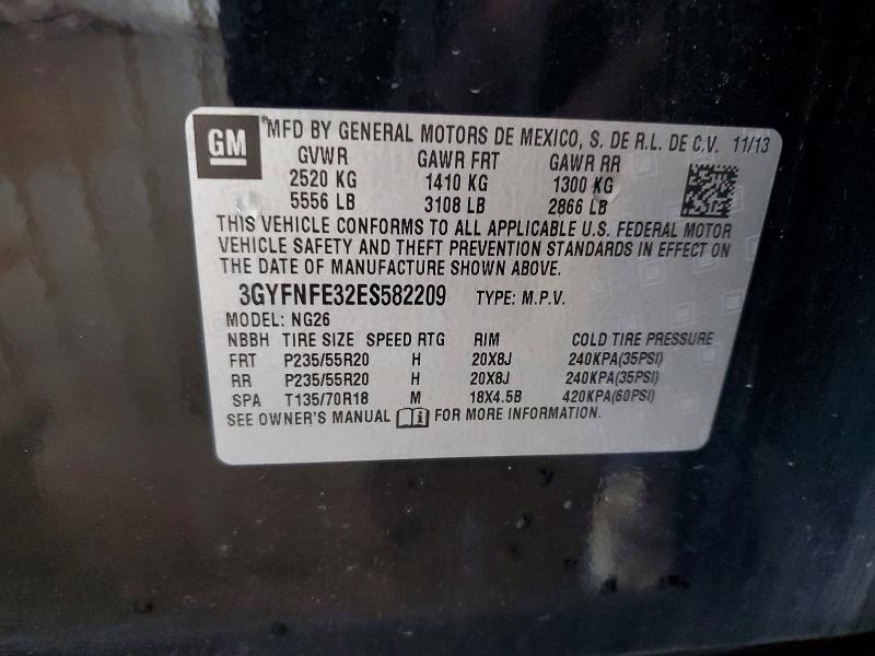 56013246 :رقم المزاد ، 3GYFNFE32ES582209 vin ، 2014 Cadillac Srx مزاد بيع