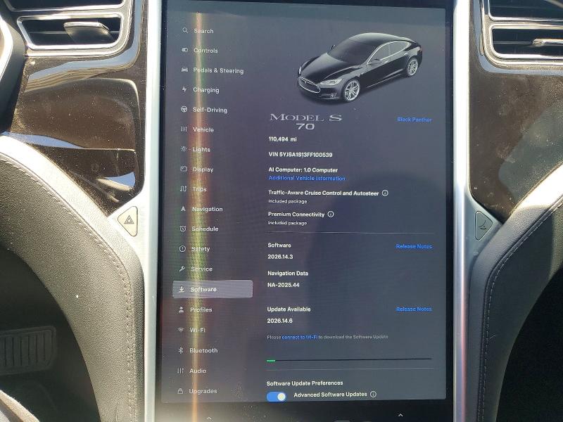 Продажа на аукционе авто 2015 Tesla Model S, vin: 5YJSA1S13FF100539, номер лота: 57413396
