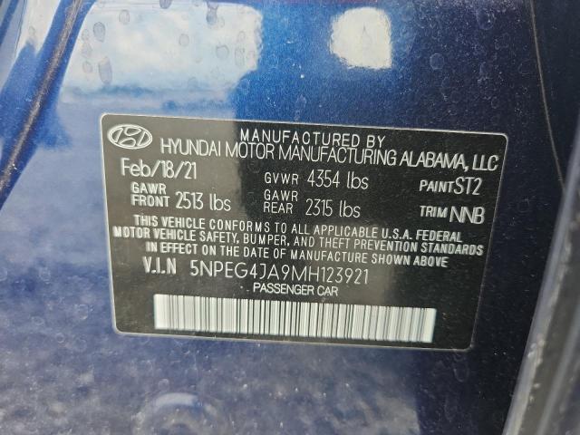 2021 Hyundai Sonata მანქანა იყიდება აუქციონზე, vin: 5NPEG4JA9MH123921, აუქციონის ნომერი: 58189186