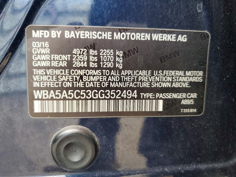 Aukcja sprzedaży 2016 Bmw 528, vin: WBA5A5C53GG352494, numer aukcji: 57131806