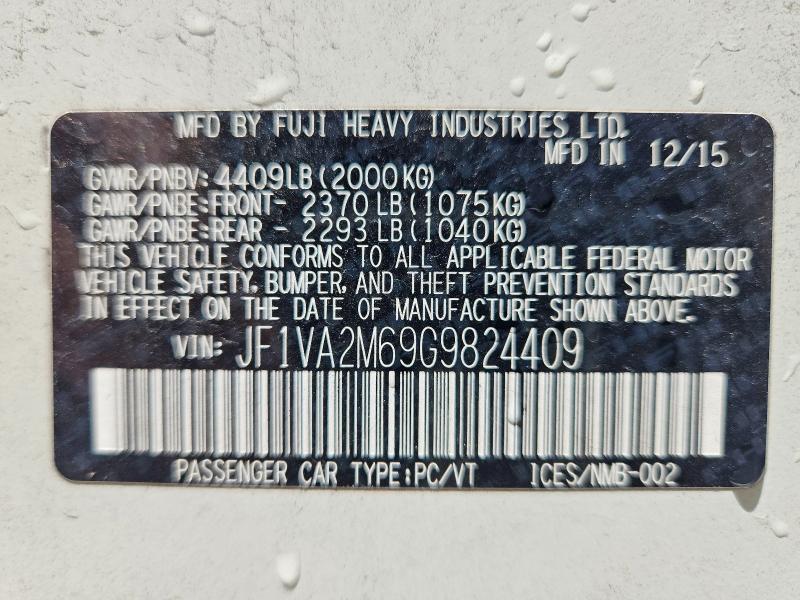 Aukcja sprzedaży 2016 Subaru Wrx, vin: JF1VA2M69G9824409, numer aukcji: 57968836