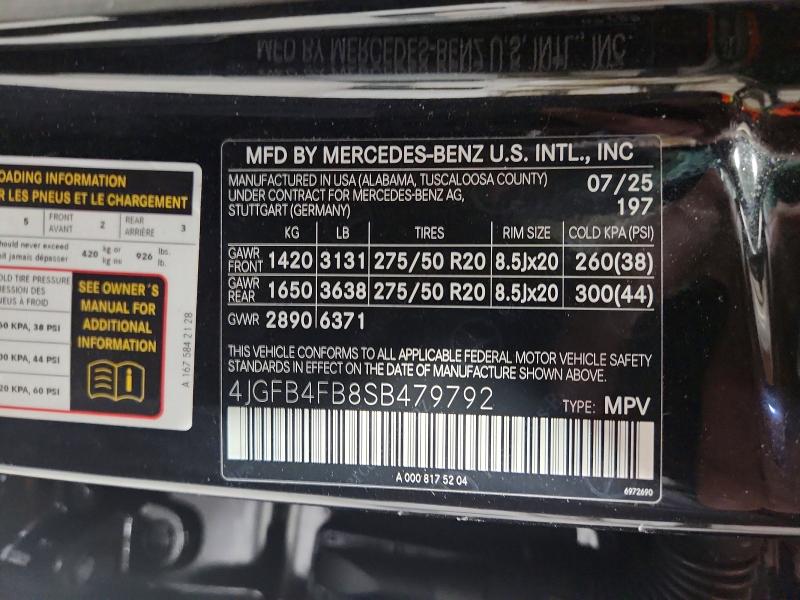 Aukcja sprzedaży 2025 Mercedes-benz Gle, vin: 4JGFB4FB8SB479792, numer aukcji: 58630966