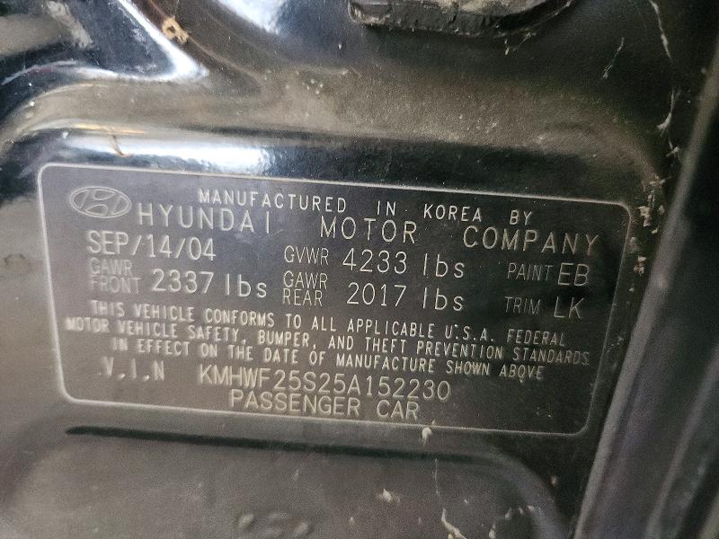 56659776 :رقم المزاد ، KMHWF25S25A152230 vin ، 2005 Hyundai Sonata مزاد بيع
