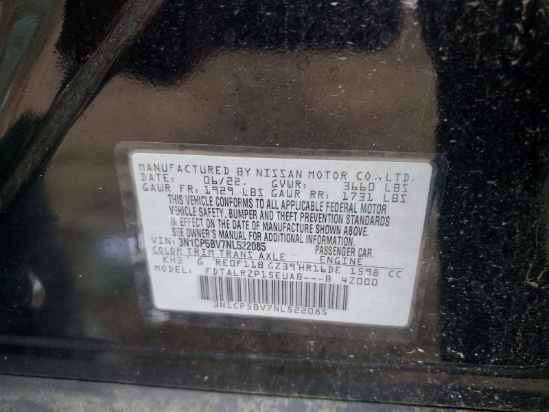 Продажа на аукционе авто 2022 Nissan Kicks, vin: 3N1CP5BV7NL522085, номер лота: 55892606