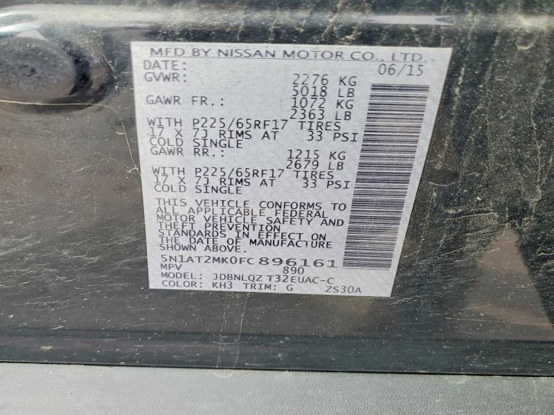 57708886 :رقم المزاد ، 5N1AT2MK0FC896161 vin ، 2015 Nissan Rogue مزاد بيع