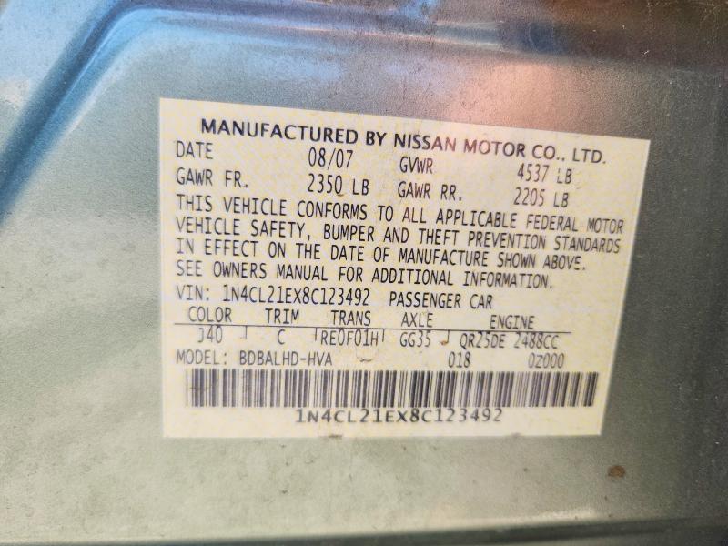 57377896 :رقم المزاد ، 1N4CL21EX8C123492 vin ، 2008 Nissan Altima مزاد بيع