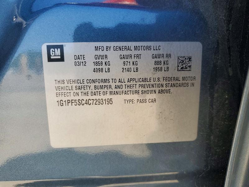 Продаж на аукціоні авто 2012 Chevrolet Cruze, vin: 1G1PF5SC4C7293195, номер лоту: 55822876
