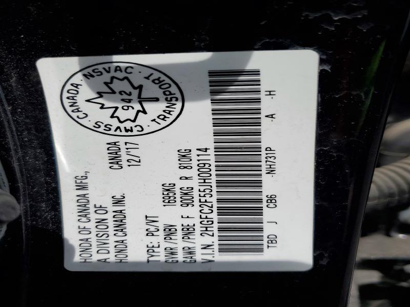 Продаж на аукціоні авто 2018 Honda Civic, vin: 2HGFC2F55JH009114, номер лоту: 56968016