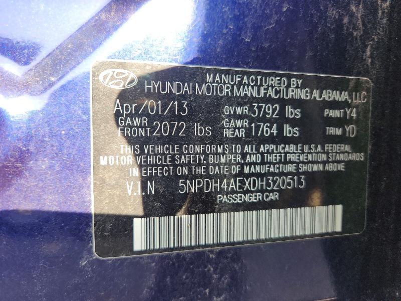 58445866 :رقم المزاد ، 5NPDH4AEXDH320513 vin ، 2013 Hyundai Elantra مزاد بيع