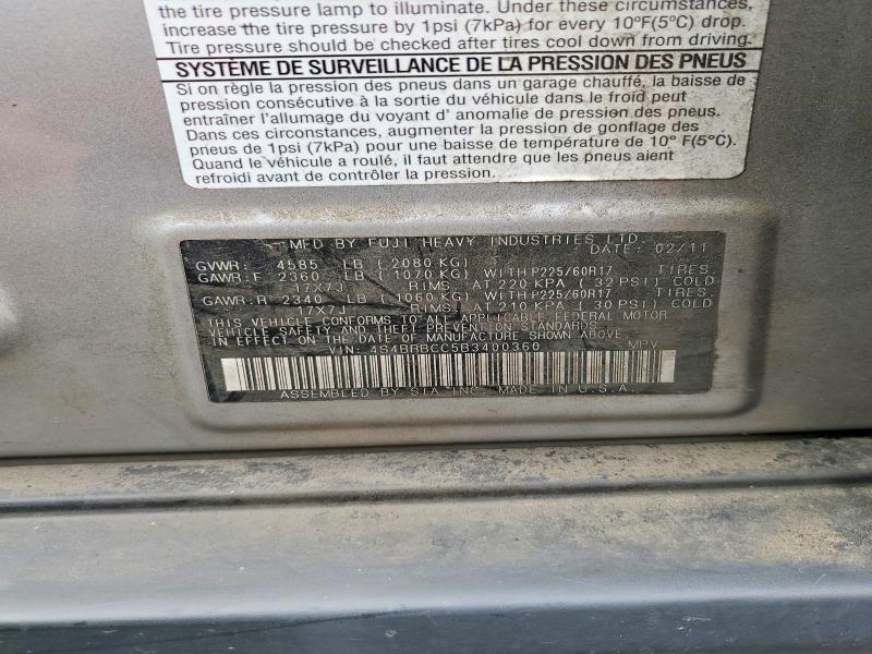 Продажа на аукционе авто 2011 Subaru Outback, vin: 4S4BRBCC5B3400360, номер лота: 56177966