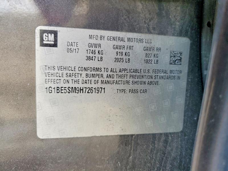 2017 Chevrolet Cruze მანქანა იყიდება აუქციონზე, vin: 1G1BE5SM9H7261971, აუქციონის ნომერი: 58018996