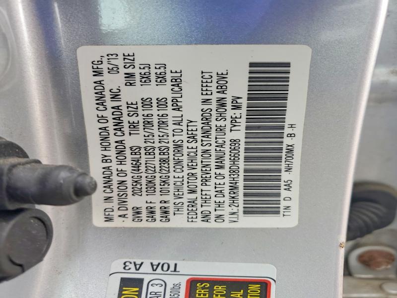 Продаж на аукціоні авто 2013 Honda Cr-v, vin: 2HKRM4H38DH660698, номер лоту: 58418616