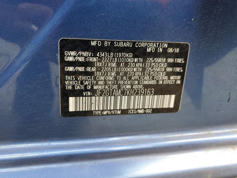 Aukcja sprzedaży 2019 Subaru Crosstrek, vin: JF2GTAMC7KH239163, numer aukcji: 56468426