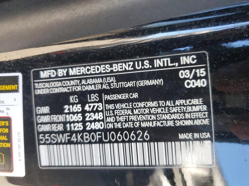 Aukcja sprzedaży 2015 Mercedes-benz C, vin: 55SWF4KB0FU060626, numer aukcji: 57190476